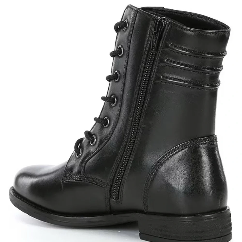 NEW Josef Seibel Simona 01 Women’s Black Leather Lace Up Boots Sz US 6-6.5 EU 37